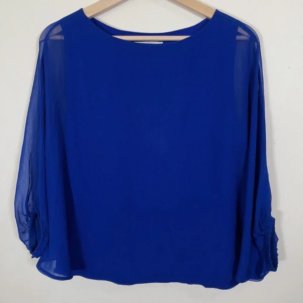 BAILEY /44 LAYERED SILK BLOUSE IN ROYAL BLUE